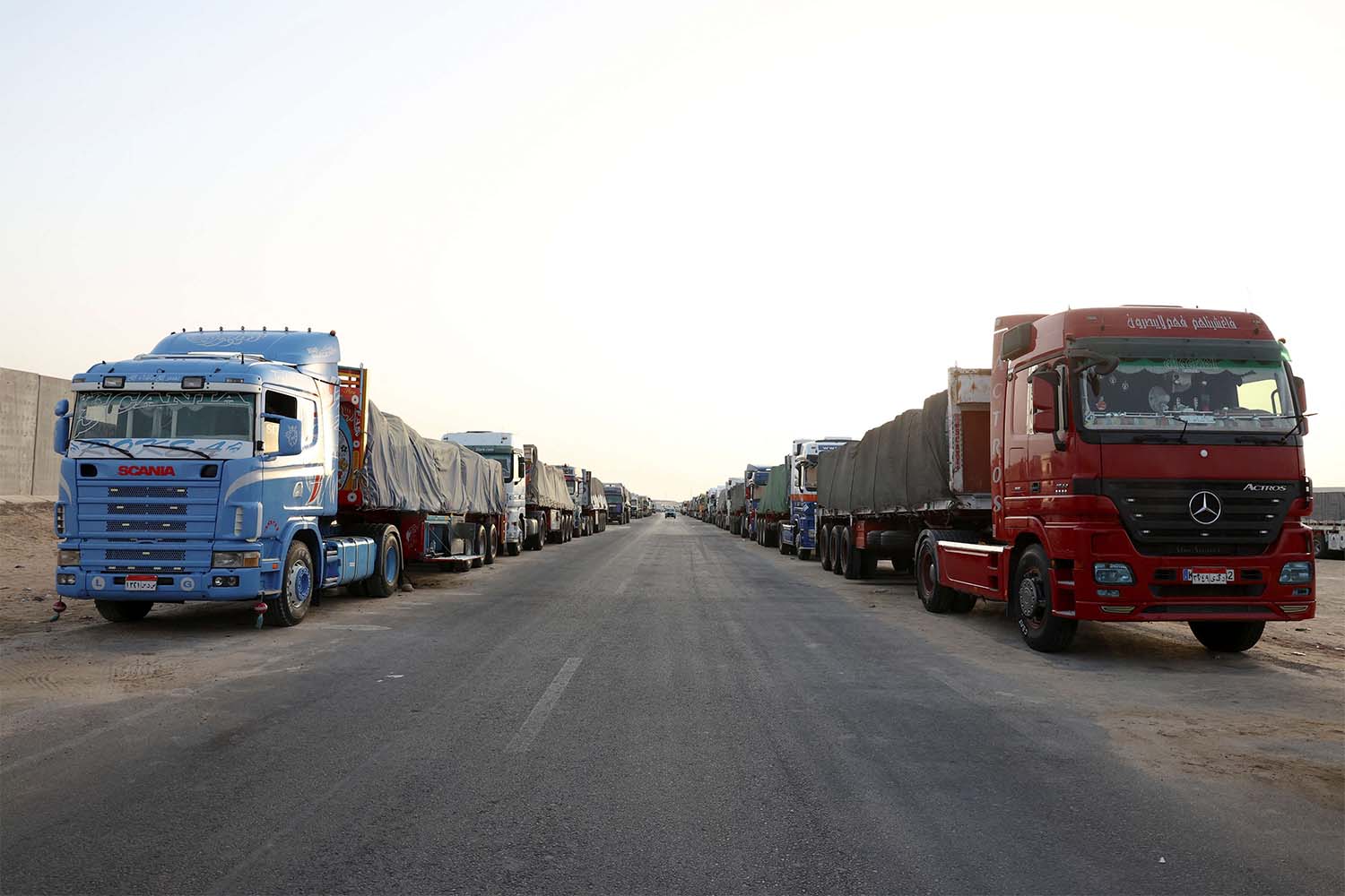 The drivers say they are waiting for Israeli permission