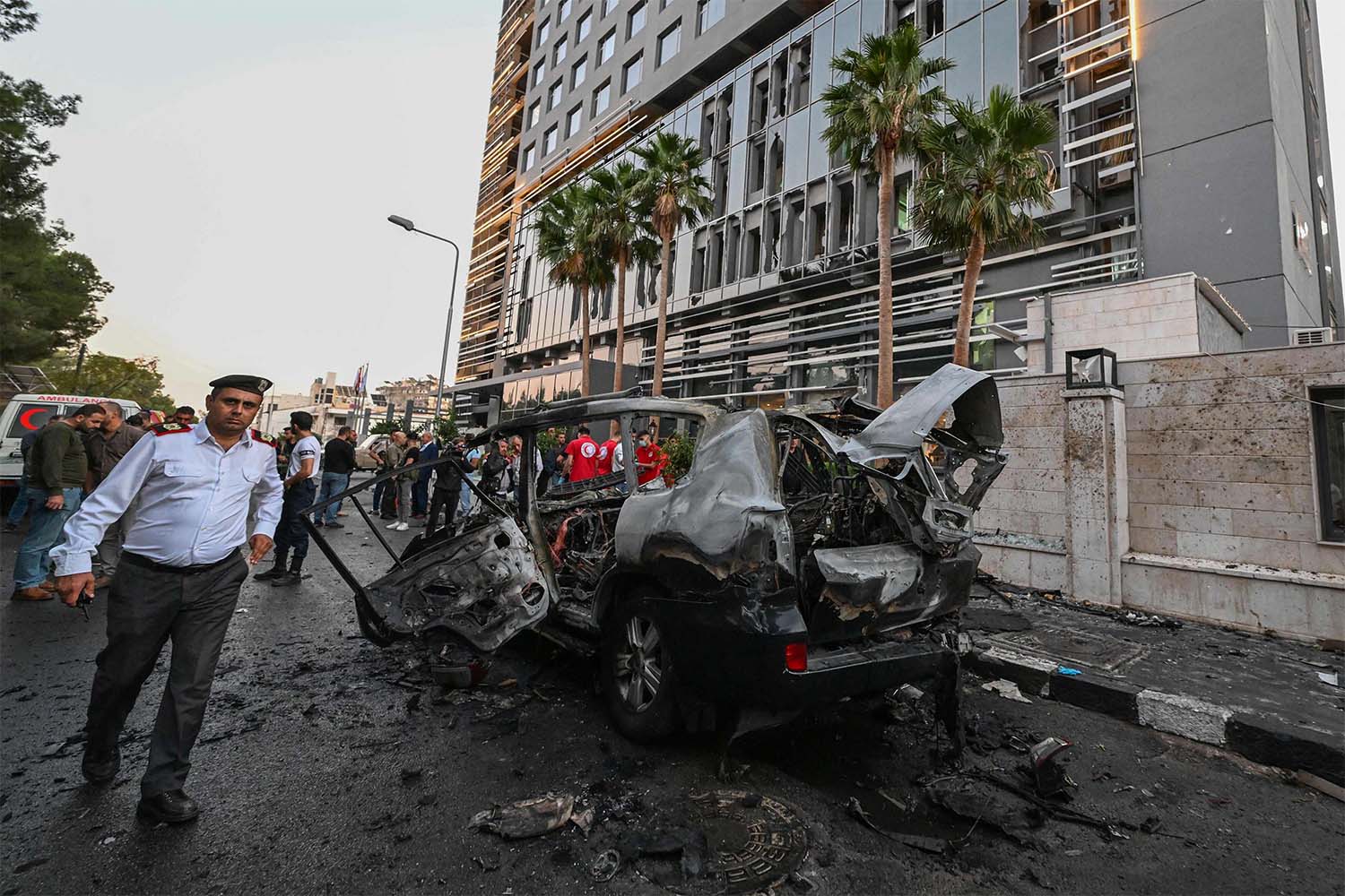 The scene of the missile attack