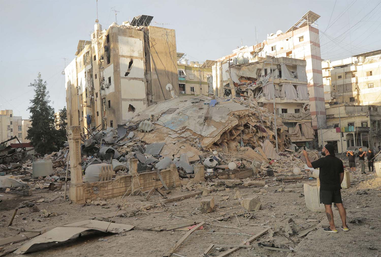 Buildings flattened by Israeli airstrikes on Beirut