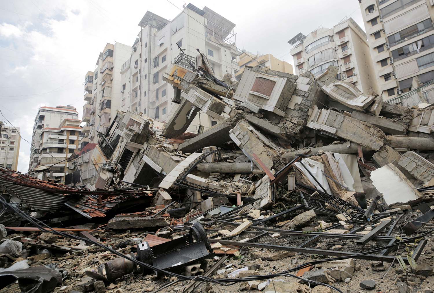 Buildings reduced to rubble in Beirut