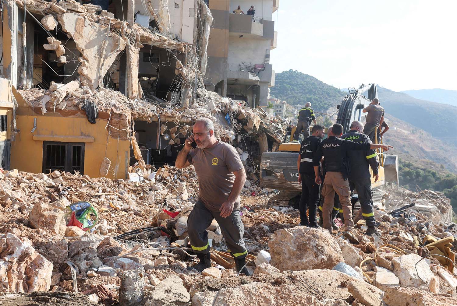 The aftermath of Israeli strike on Barja