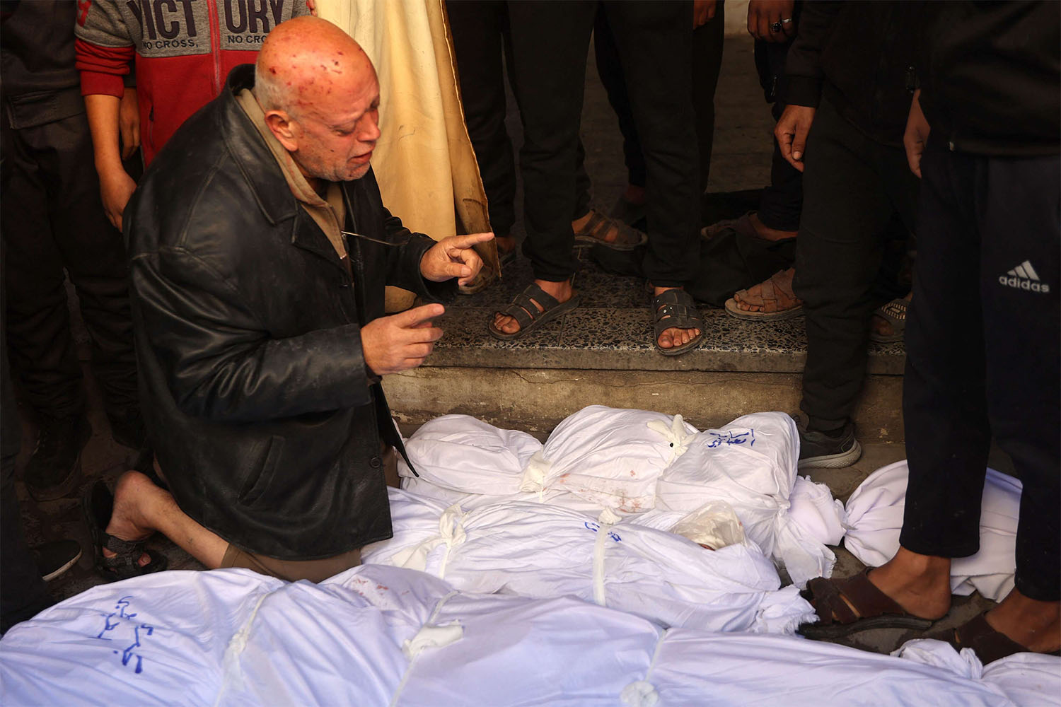 Mourning his dead