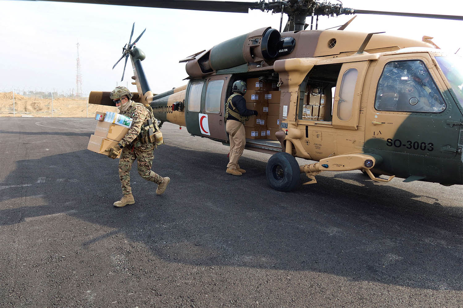 Jordan's air force launches 16 helicopter flights daily for medical aid