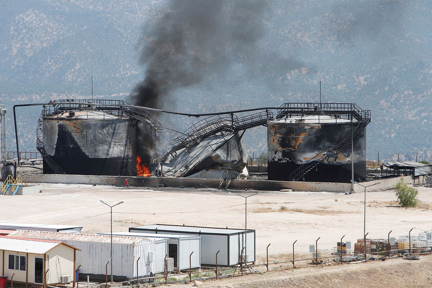 The Sarsang oilfield operated by HKN Energy, after a drone attack, in Duhok province