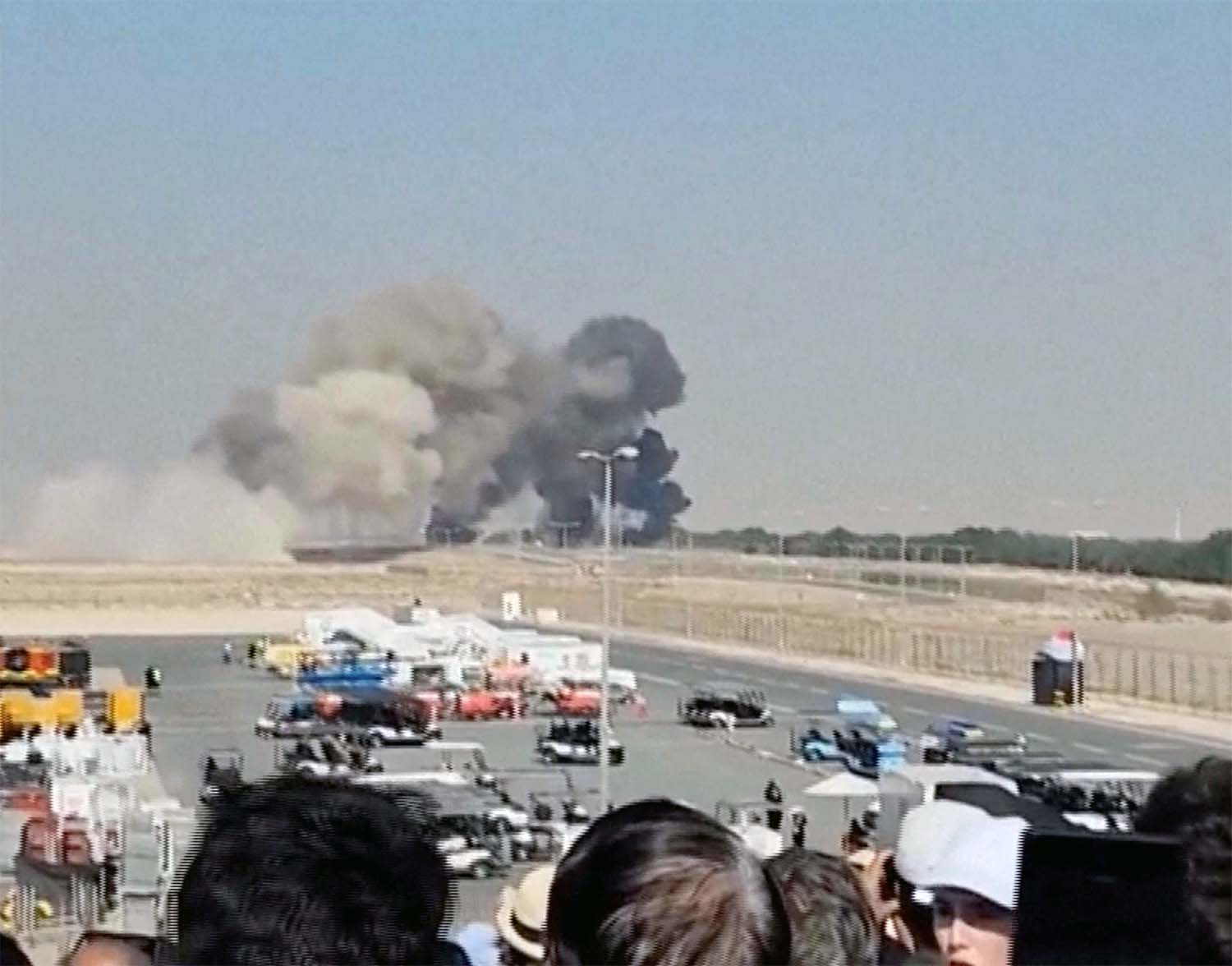 Black smoke rising following the crash