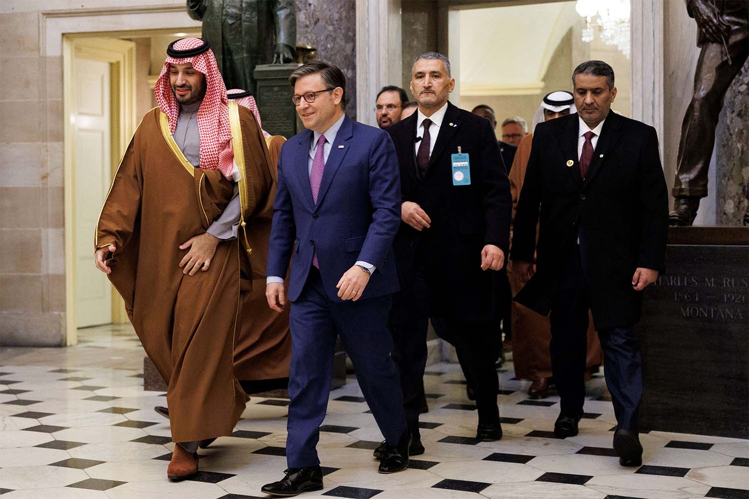 Crown prince attending an hour-long reception with Republicans and Democrats