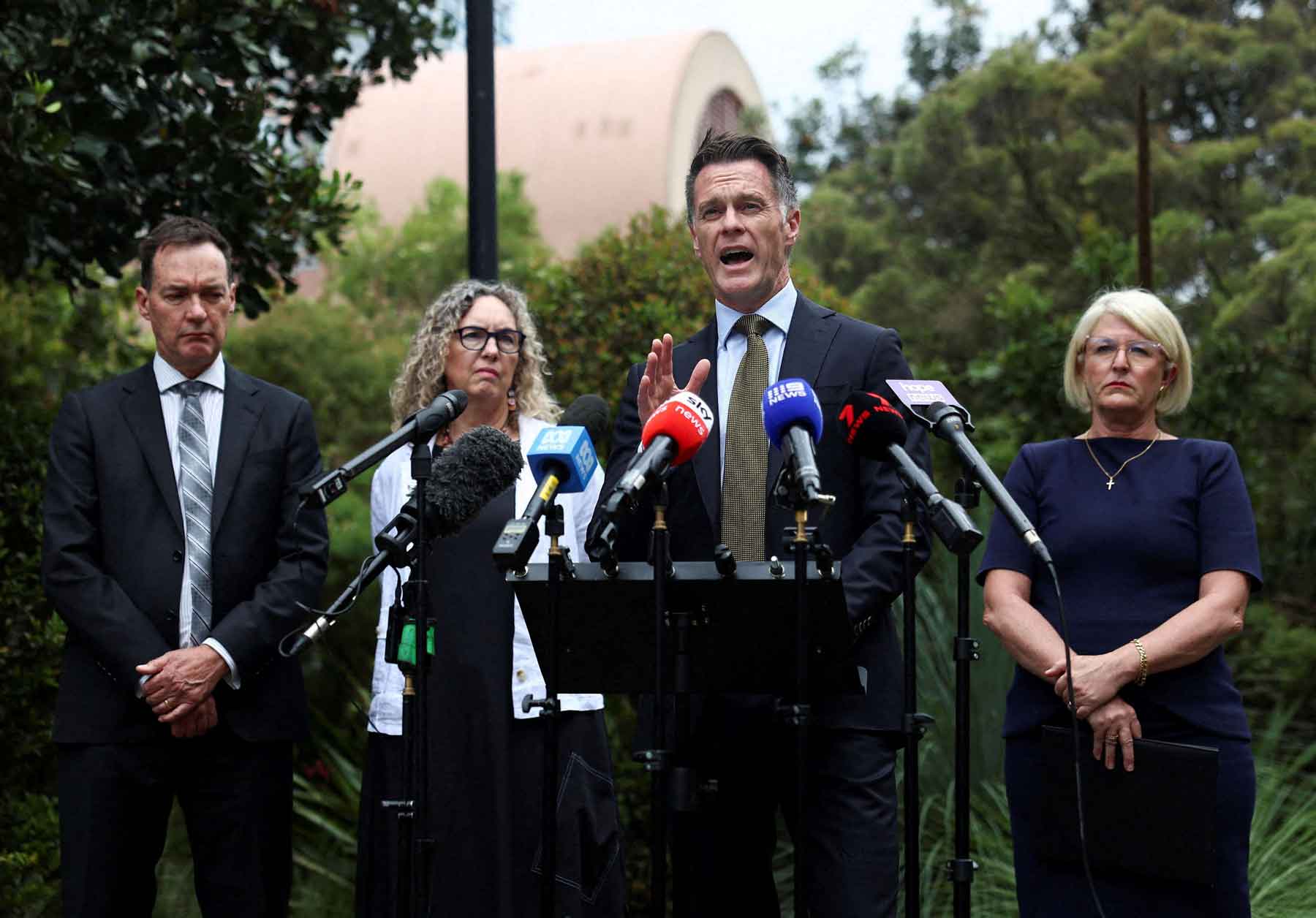 New South Wales Premier Chris Minns speaks during a news conference with Minister for Police and Counter-terrorism Yasmin Catley, and Stephen Bendle, the convener of the Australian Gun Safety Alliance (AGSA), at the NSW Parliament, in Sydney, December 22, 2025. 