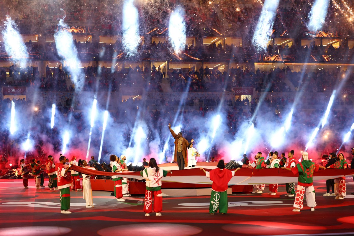 اجزاء احتفالية تسبق مباراة النهائي بين المغرب والسنغال