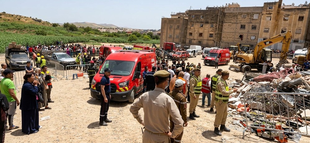 انهيار بناية في حي جنان الجروندي بمنطقة عين النقبي