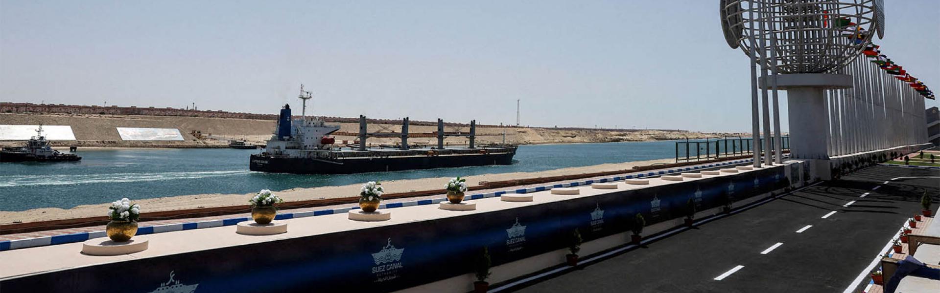 Revenue from the Suez Canal plummeted to $880.9 million in the fourth quarter from $2.40 billion a year earlier