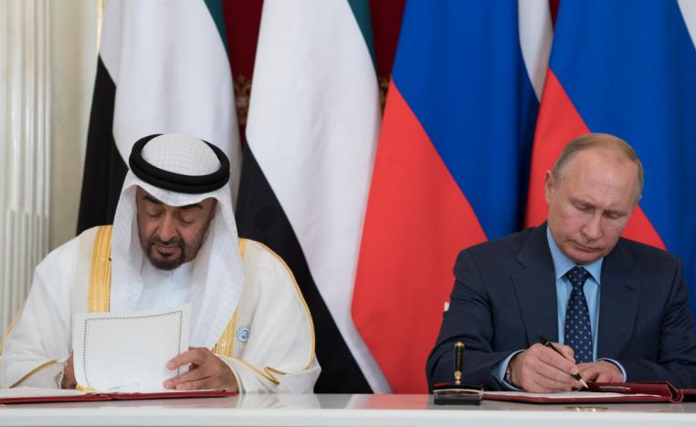 الرئيس الروسي فلاديمير بوتين وولي عهد أبوظبي الشيخ محمد بن زايد ال نهيان