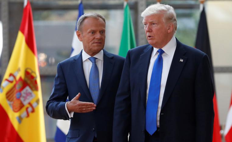 الرئيس الأميركي دونالد ترامب في لقاء سابق مع رئيس الاتحاد الأوروبي دونالد توسك