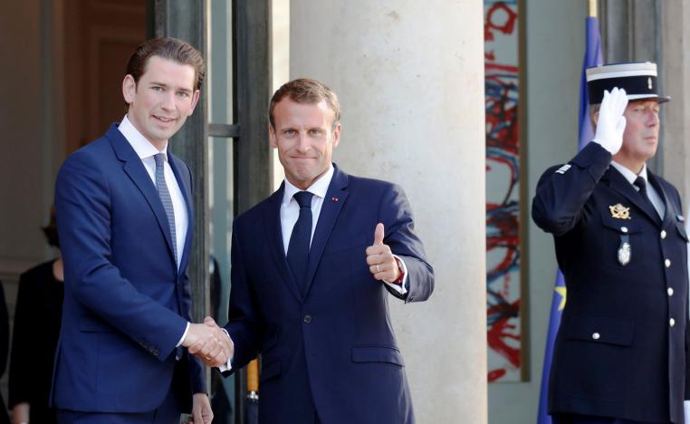 الرئيس الفرنسي امانويل ماكرون والمستشار النمساوي سيباستيان كورتز  يبحثان قضية الهجرة وبريكست