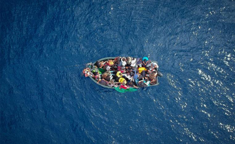 A boat carrying migrants stranded in the Strait of Gibraltar 