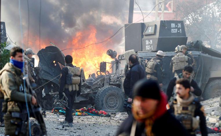 A car bomb exploded during an operation to clear the al-Andalus district of Islamic State militants, in Mosul, Iraq, January 16, 2017