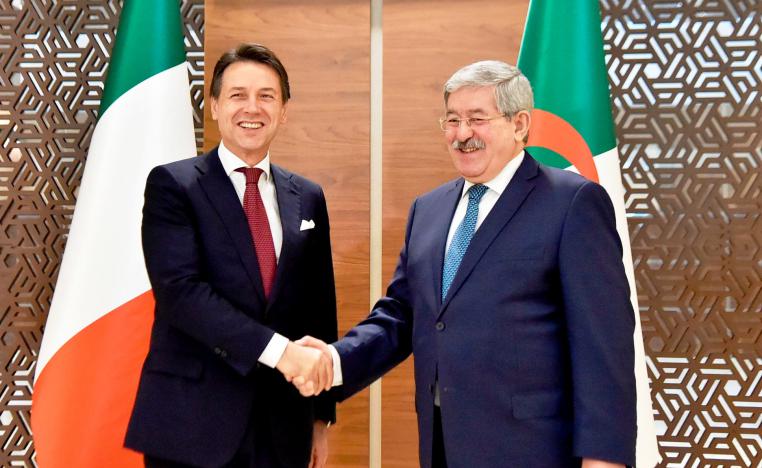 رئيس الوزراء الجزائري احمد أويحيى مع نظيره الايطالي جوزيبي كونتي 