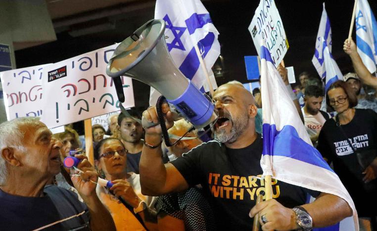 Residents of the southern district of the Israeli city of Tel Aviv protest against the presence of African refugees and asylum seekers on August 30, 2018