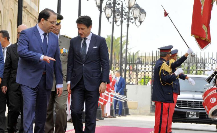 رئيس الحكومة التونسية يوسف الشاهد مع نظيره الايطالي جوزيبي كونتي 