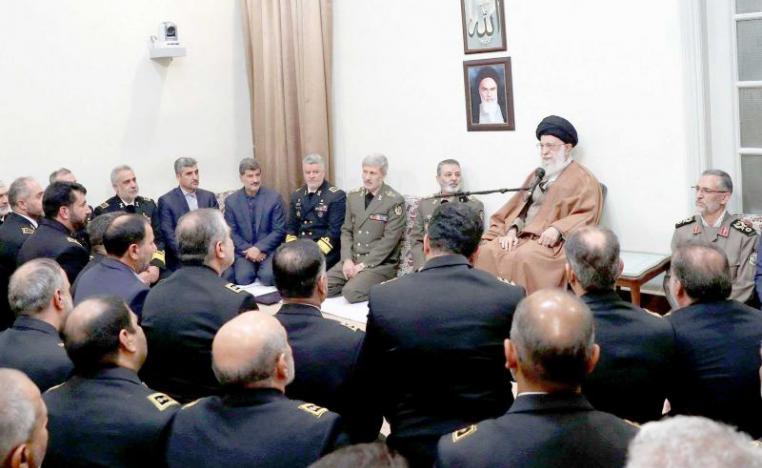 Iranian Supreme Leader Ayatollah Ali Khamenei delivers a speech during a meeting with navy commanders and officers in Tehran, November 28. (Office of Iran’s Supreme Leader)