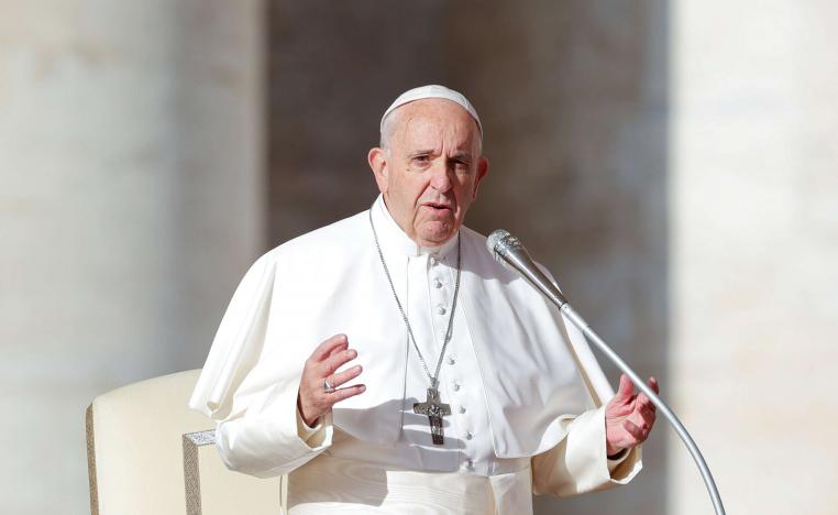 The Vatican said the theme for the Abu Dhabi trip was summed up in the phrase "make me a channel of your peace"