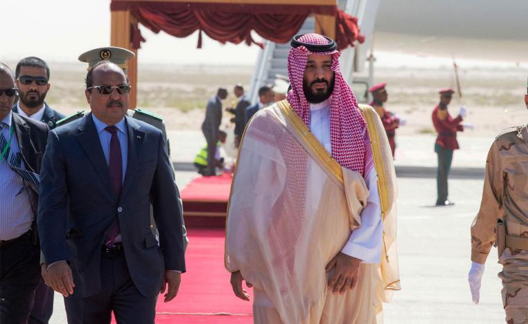 الرئيس الموريتاني محمد ولد عبدالعزيز في استقبال ولي العهد السعودي الأمير محمد بن سلمان