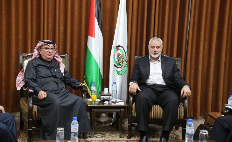 Hamas Chief Ismail Haniyeh meets with Qatari envoy Mohammed Al-Emadi in Gaza City January 24, 2019.