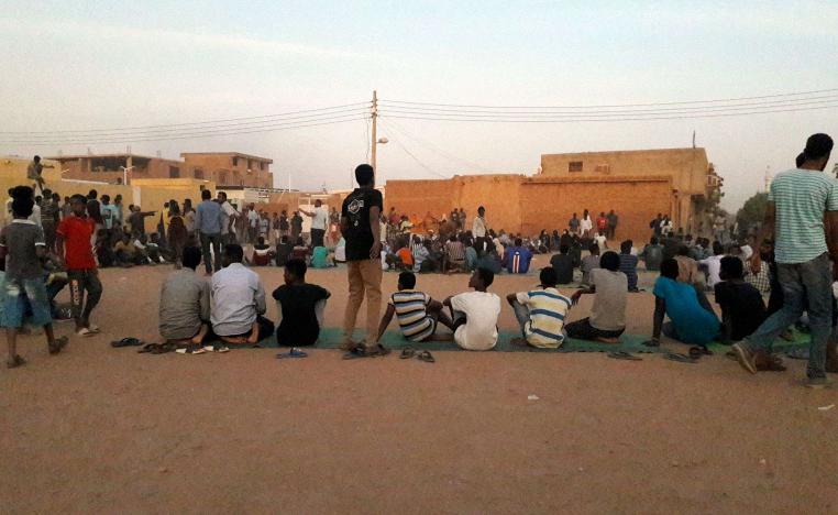 Sudanese demonstrators gather during a sit-in on January 27, 2019, in the Bahri neighbourhood, north of the capital Khartoum