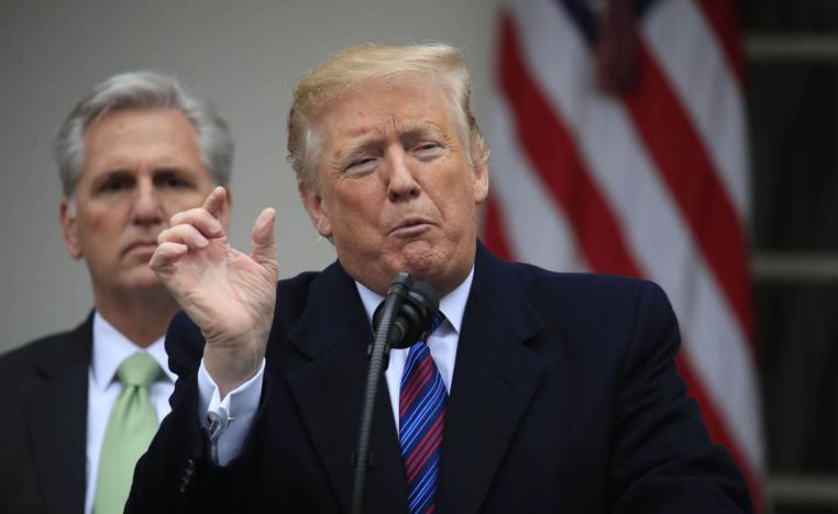 ترامب في مؤتمر صحفي أمام البيت الأبيض