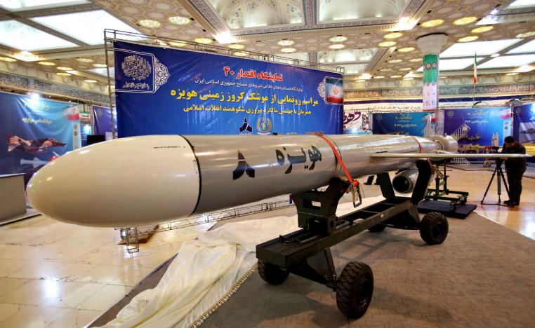 Hoveizeh cruise missile at the Imam Khomeini grand mosque in Tehran, Iran on Saturday, Feb. 2, 2019.