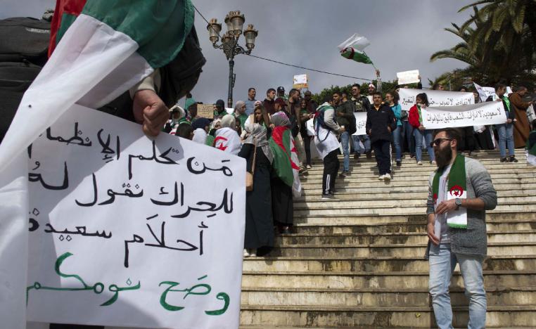 Algerian students demonstrate in the capital Algiers on March 26, 2019, against President Abdelaziz Bouteflika.