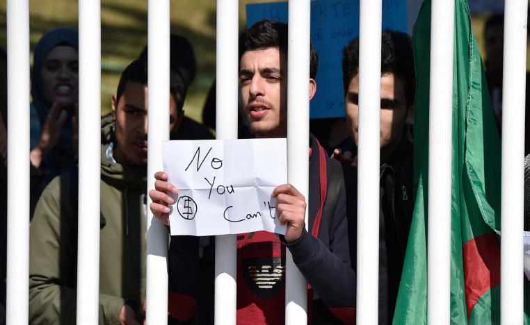 Algerian students demonstrate at Algiers' school of medicine on March 3, 2019 against ailing President Abdelaziz Bouteflika's bid for a fifth term.