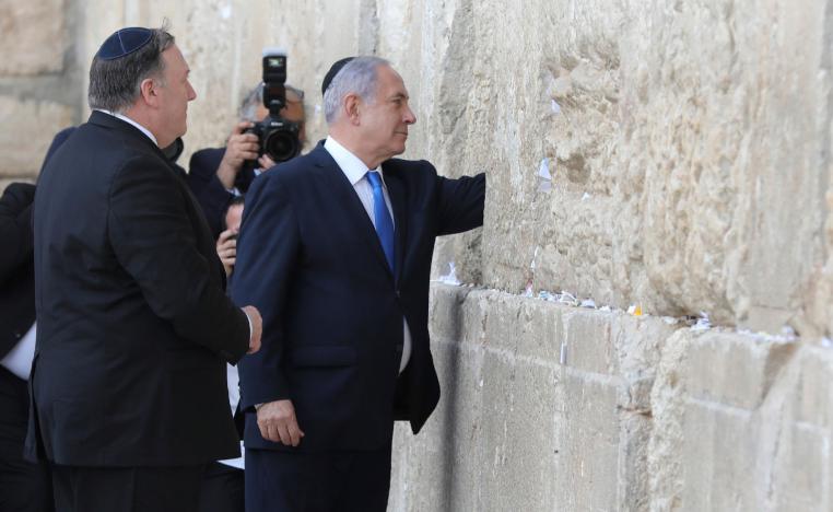 U.S. Secretary of State Mike Pompeo, left, and Israeli Prime Minister Benjamin Netanyahu visit the Western Wall in Jerusalem's Old City, Thursday, March 21, 2019.