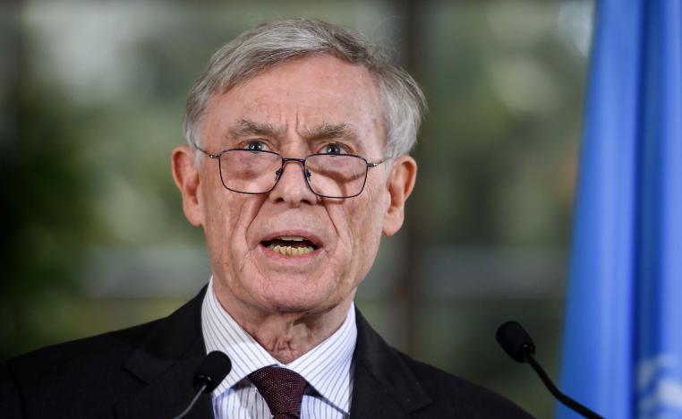 Envoy of the UN Secretary-General for Western Sahara Horst Kohler addresses the media following a two-day round of talks on ending the Western Sahara conflict at the United Nations offices in Geneva on March 22, 2019.