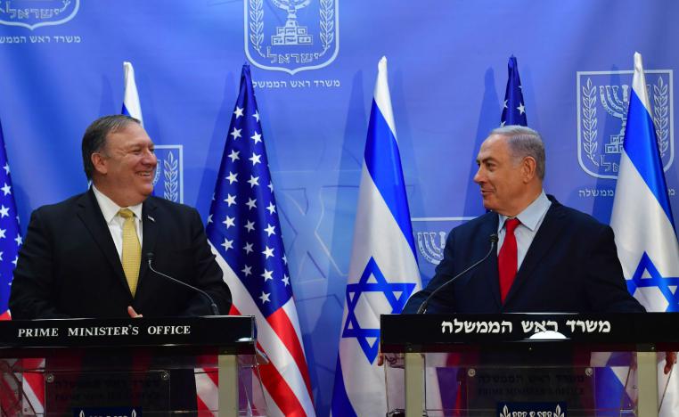 Israeli Prime Minister Benjamin Netanyahu (R) and US Secretary of State Mike Pompeo attend a joint press conference after their meeting on 20 March, 2019.