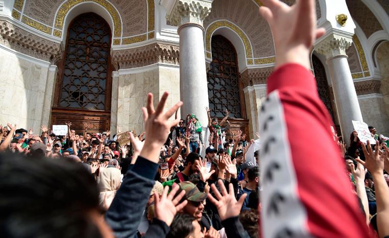 Algerian students demonstrate in the capital Algiers on March 5, 2019 against their ailing president's bid for a fifth term.