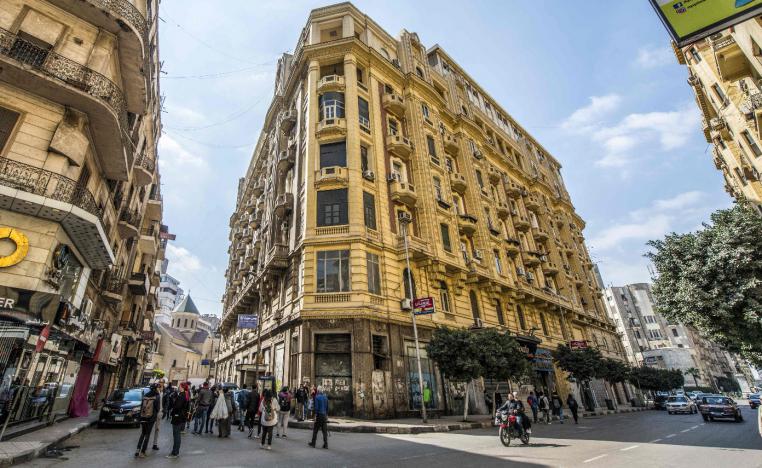 Picture taken on March 8, 2019 shows the Baehler building, dating to 1929, in the Egyptian capital Cairo's downtown district.