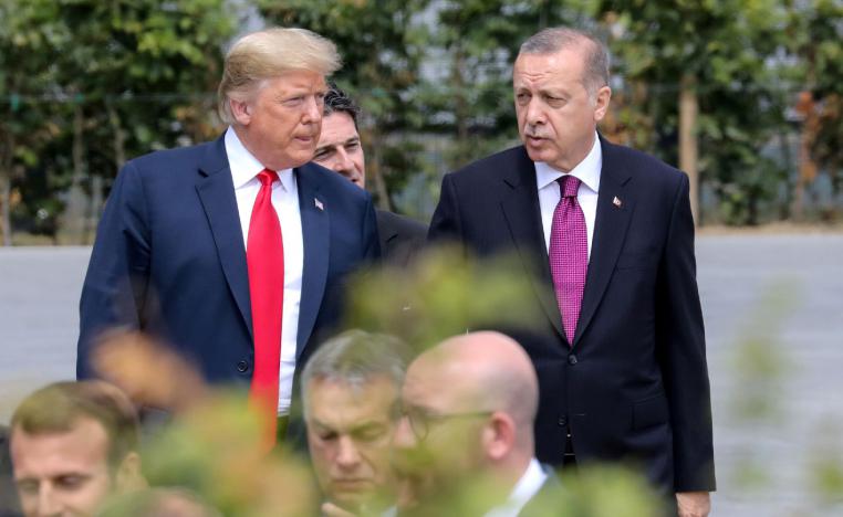 US President Donald Trump speaks withh Turkey's President Recep Tayyip Erdogan
