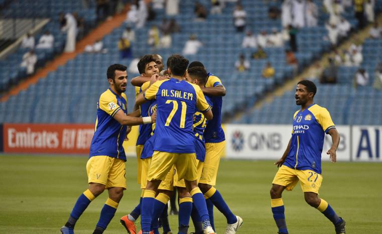 النصر يحتفل بالتسجيل في شباك الزوراء