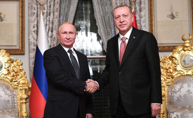 الرئيس التركي رجب طيب اردوغان يلتقي نظيره الروسي فلاديمير بوتين