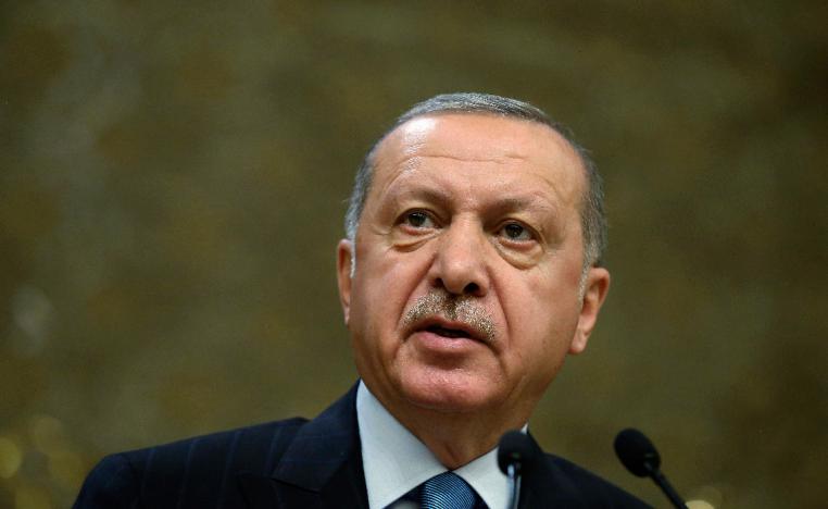 Turkey's President Recep Tayyip Erdogan speaks during a meeting in Ankara
