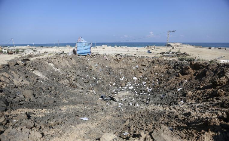 The remains of a site that was shelled during Israeli airstrikes