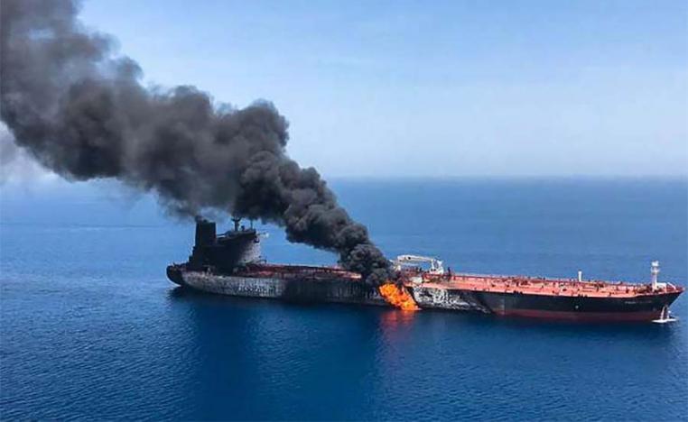 Norwegian tanker ablaze at sea