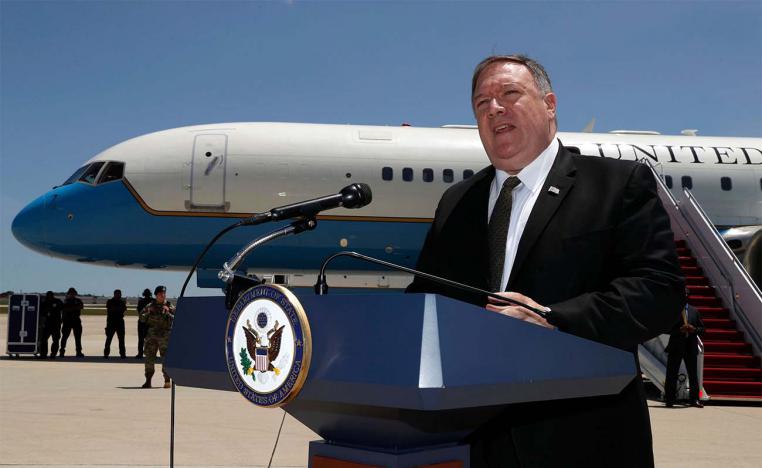 US Secretary of State Mike Pompeo speaks to the media at Andrews Air Force Base