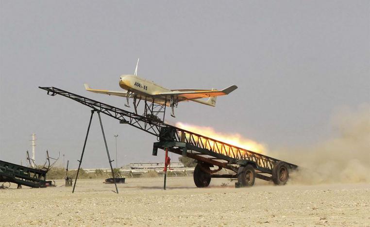 Iranian made drone is launched during a military drill in Jask port, southern Iran in 2014