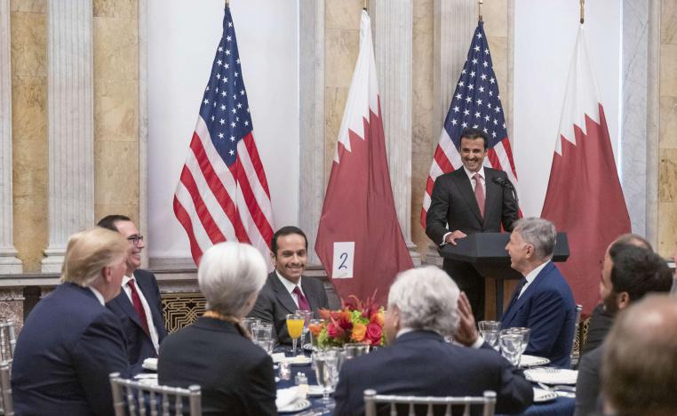 أمير قطر الشيخ تميم بن حمد آل ثاني والرئيس الاميركي دونالد ترامب