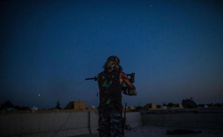 A Fighter of Libya's UN-backed Government of National Accord (GNA) of Fayez Sarraj, at Al-Yarmouk frontline. 