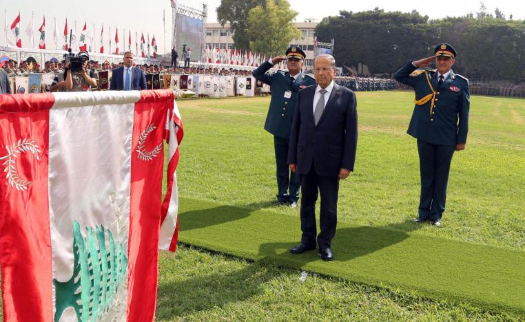 الرئيس اللبناني ميشال عون في حفل يوم الجيش