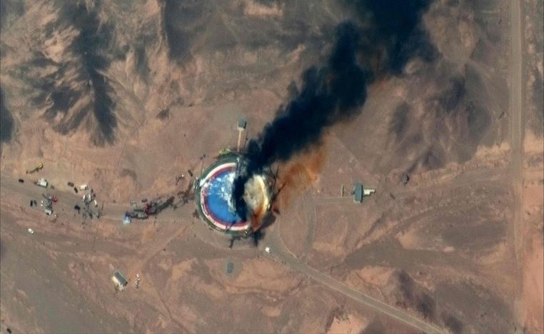 Satellite image of failed Iranian rocket launch at the Imam Khomeini Space Center in Semnan, Iran