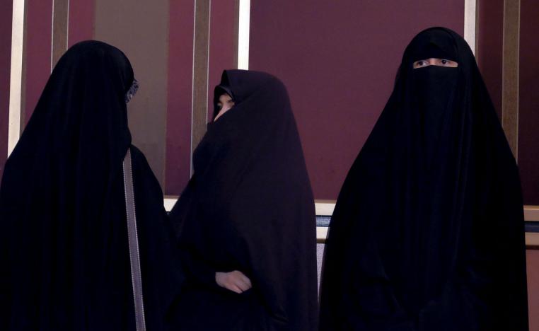 Veiled Iranian women are pictured in Tehran