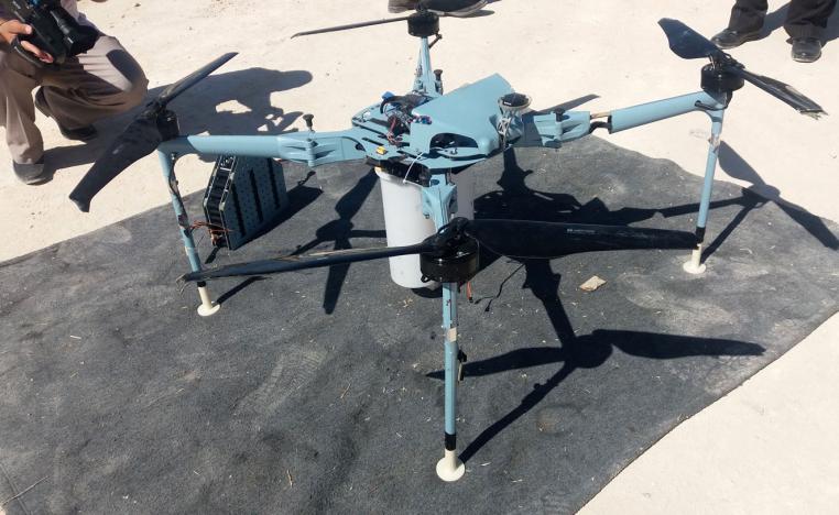 A handout picture released by the official Syrian Arab News Agency (SANA) on September 21, 2019 shows what the agency says is a drone that was shot down in the outskirts of Jabal al-Sheikh